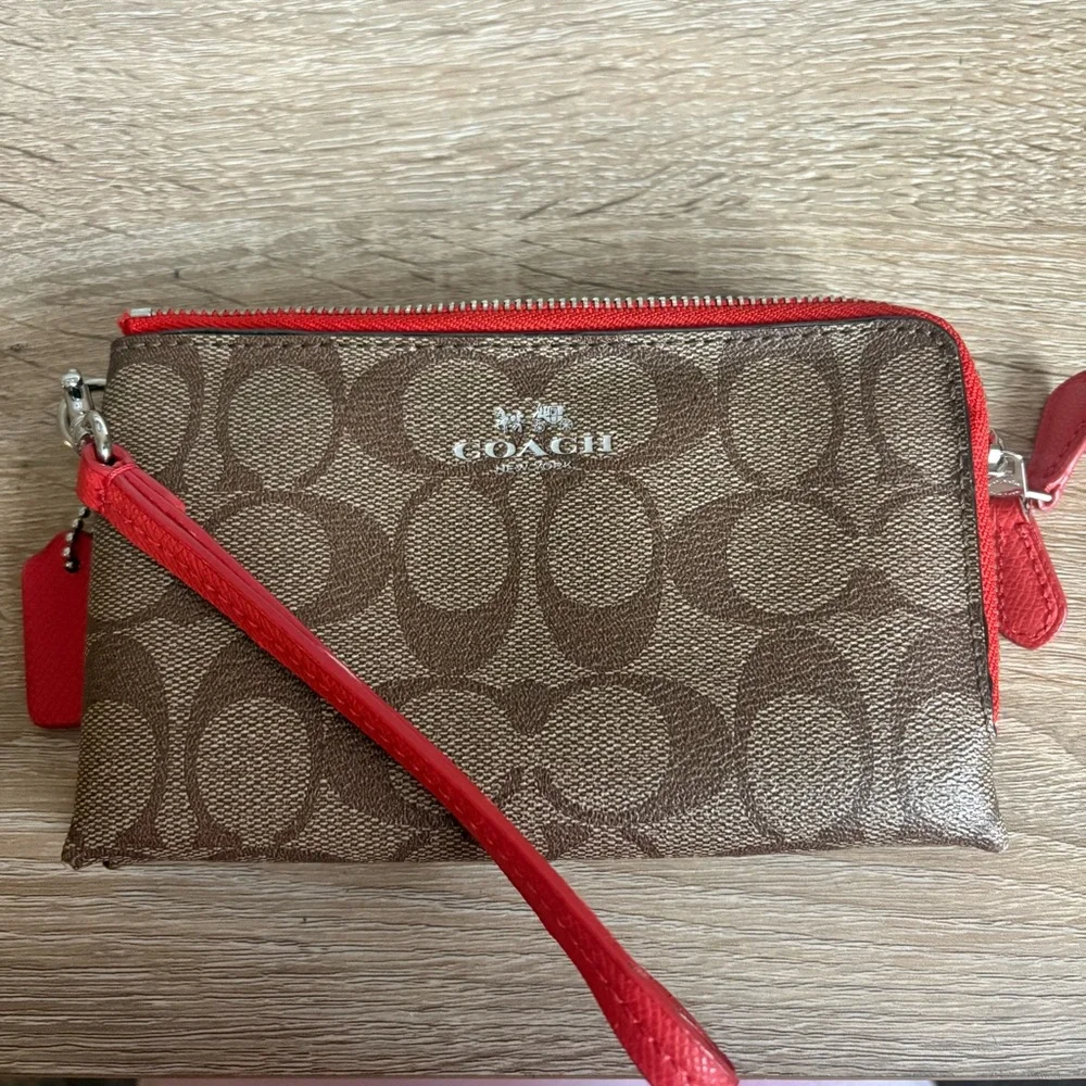 Coach dual zip wristlet wallet